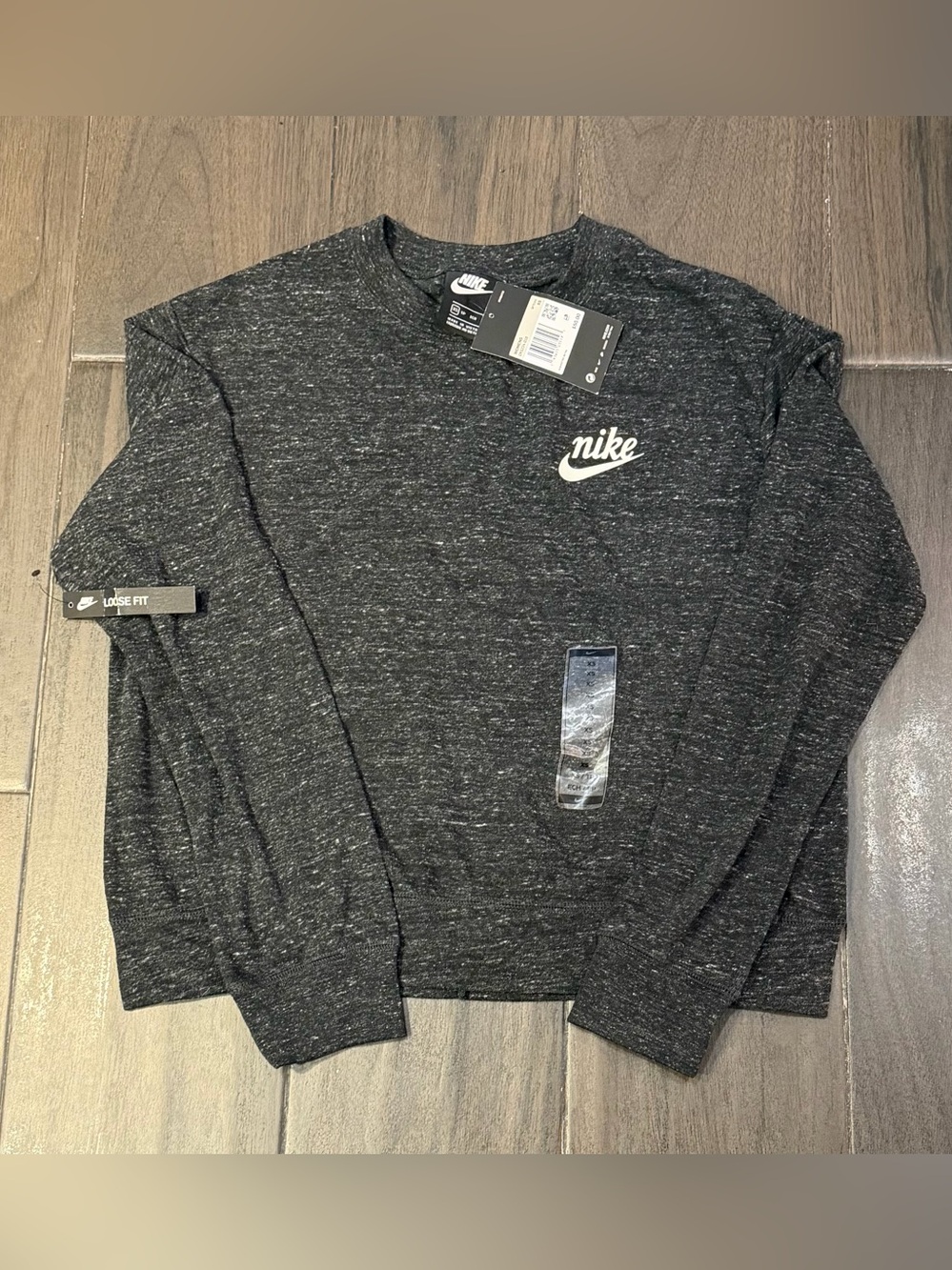 Nike Vintage Sportswear Gym Women’s Loose Fit Crewneck Sweatshirt Black Heather